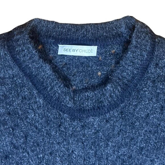 See by Chloé Mohair Wool Blend Sweater Size 4 Grey Luxury Knit Cozy Designer - Picture 3 of 10